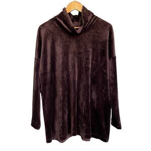 J Jill‎ Pure Jill Top Purple Velour Cowl Neck Long Sleeve Velvet SZ PXL Pullover